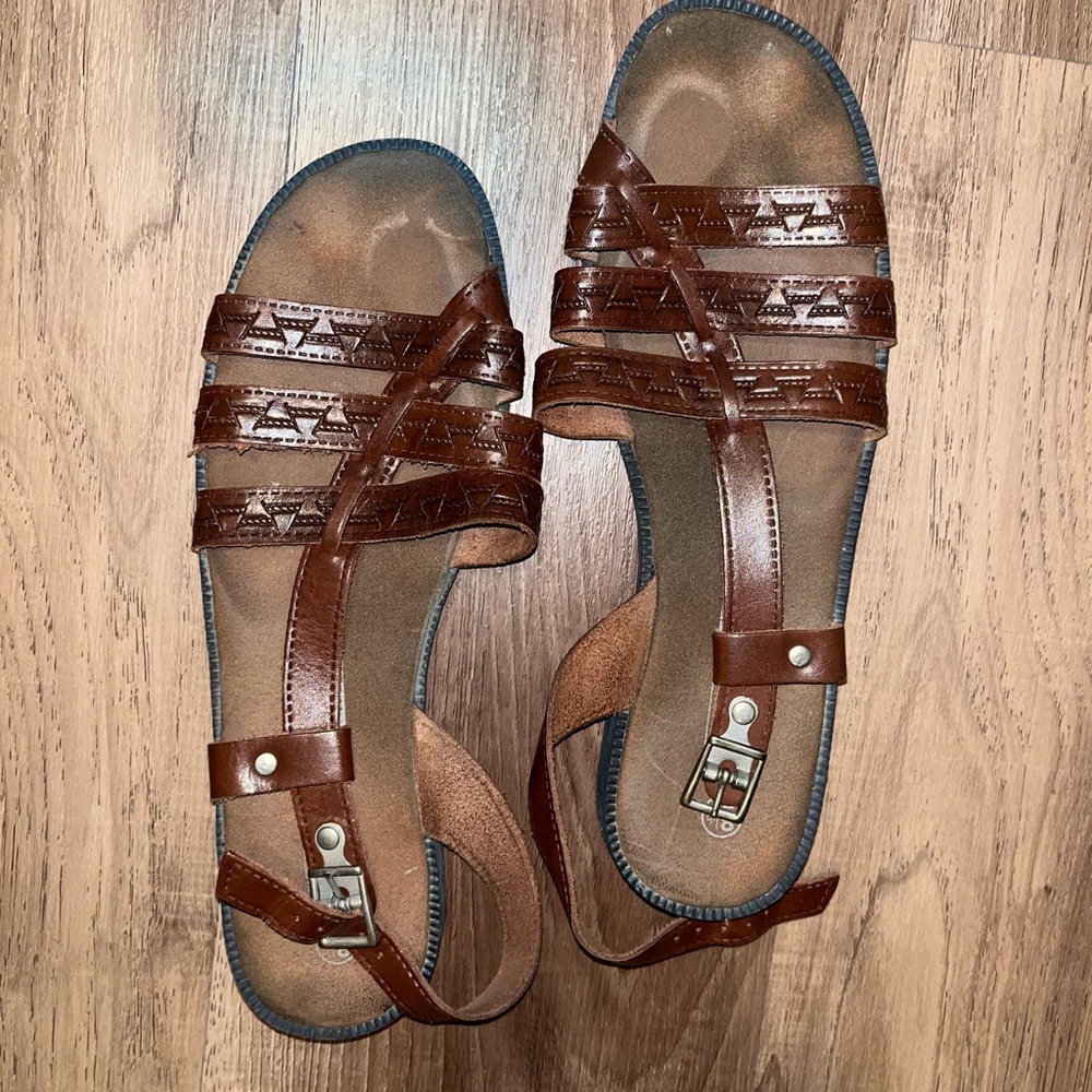 Brown The Leather Collection Strapped Sandals